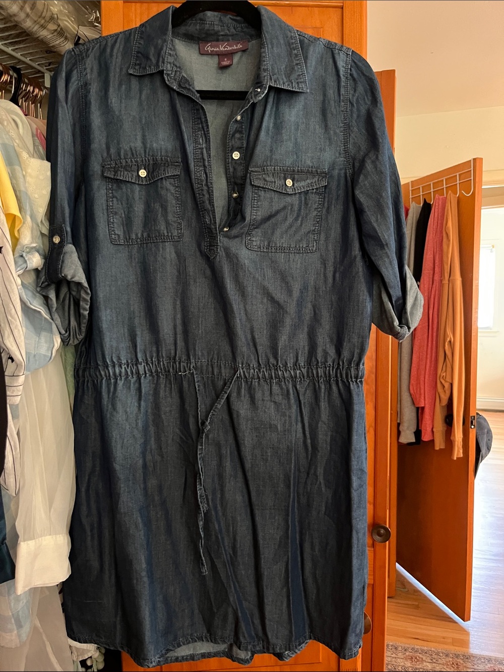 Gloria Vanderbilt Dark Blue Denim Tunic Shirt